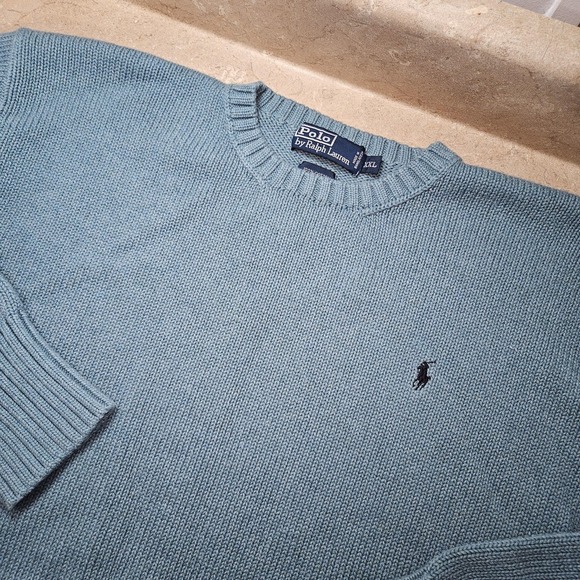 Polo Ralph Lauren Sweater Men XXL Blue Cotton Knit Heritage Holiday Preppy Dad - Picture 5 of 11